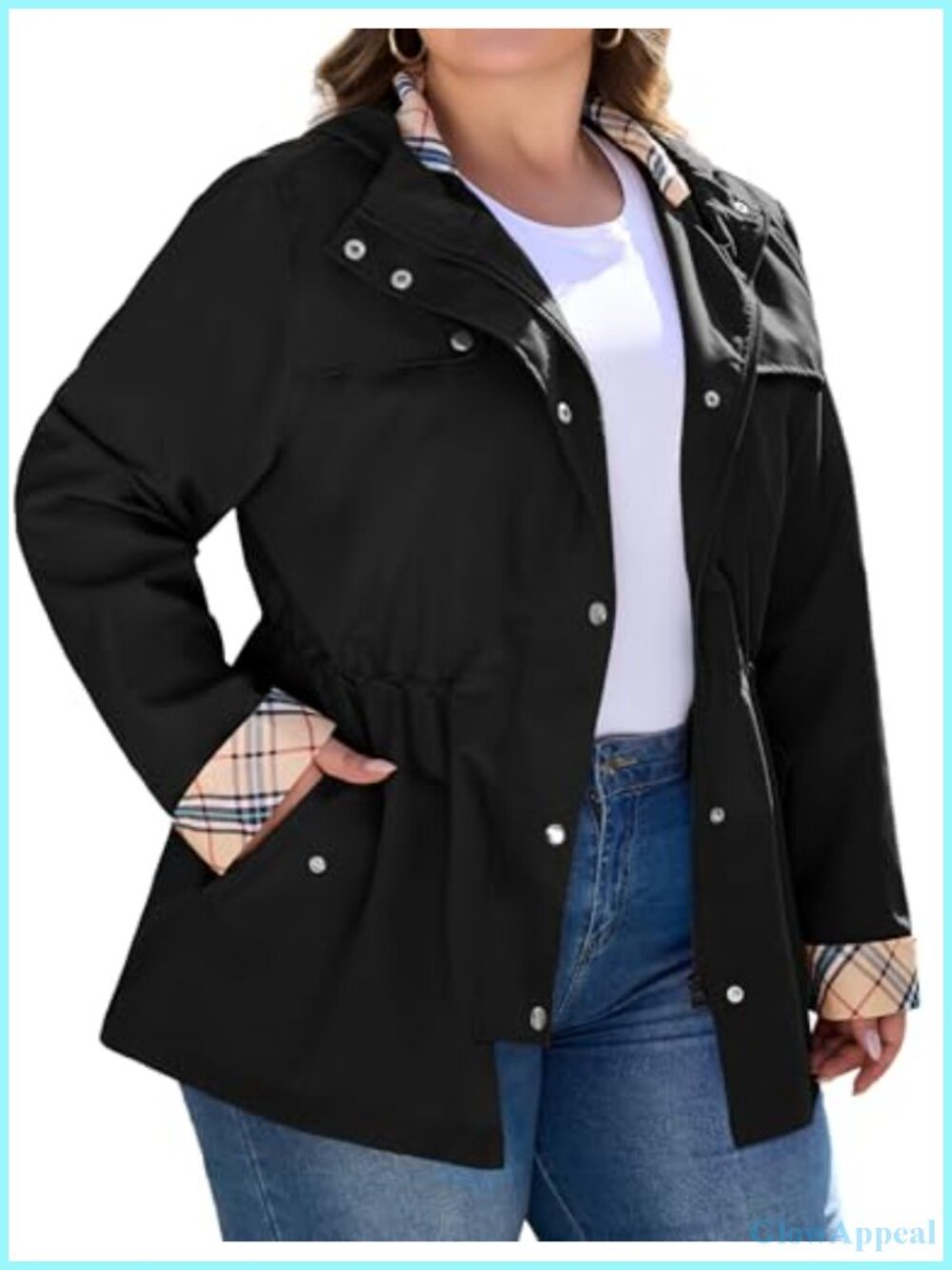 Plus Size Hooded Raincoat Women Waterproof Windbreaker Long Sleeve